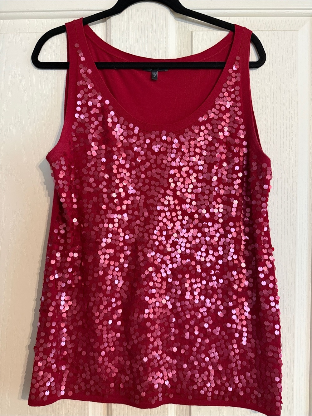 Eileen Fisher 100% Soft Merino Wool & Sequin Tank Top Sz XL